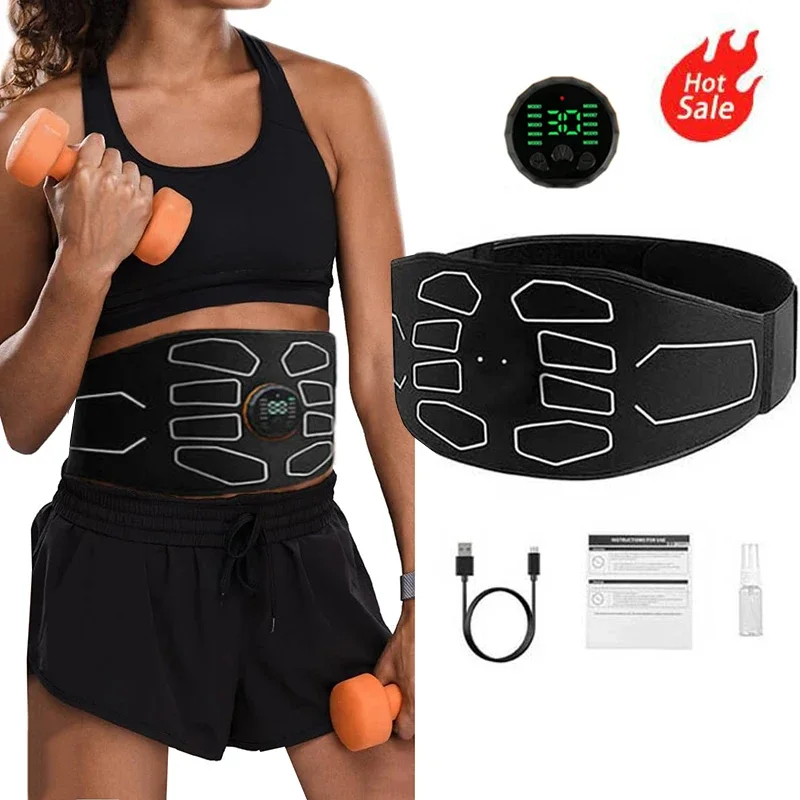 EMS Abdominal Muscle Stimulator Waist Slimming Belt Abs Trainer Muscle Toner Electric Belly Weight Loss Fitness Equiment USB