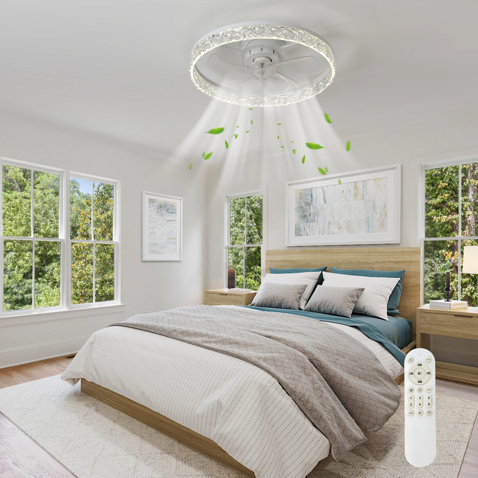 

Modern Ceiling Fan (With Lighting) Silent LED Dimmable Ceiling Fan (With Remote Control) for Bedroom Study Dining Room