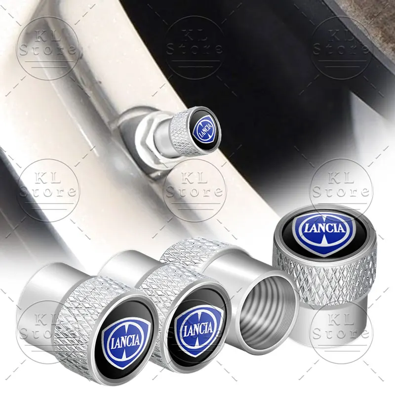 For Lancia Logo Delta 3 Ypsilon Phedra Musa Voyage Car Dustproof Tyre Valve Stem Cap Tire Valve Stems Caps 4Pcs Accessories