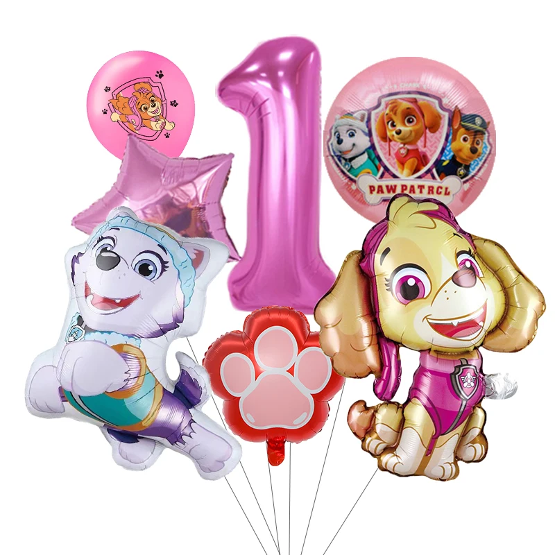 7 stücke Cartoon PAW Patrol Geburtstag Dekoration Aluminium Film Digital Ballon Set Hund Chase Kinder Party Liefert Spielzeug