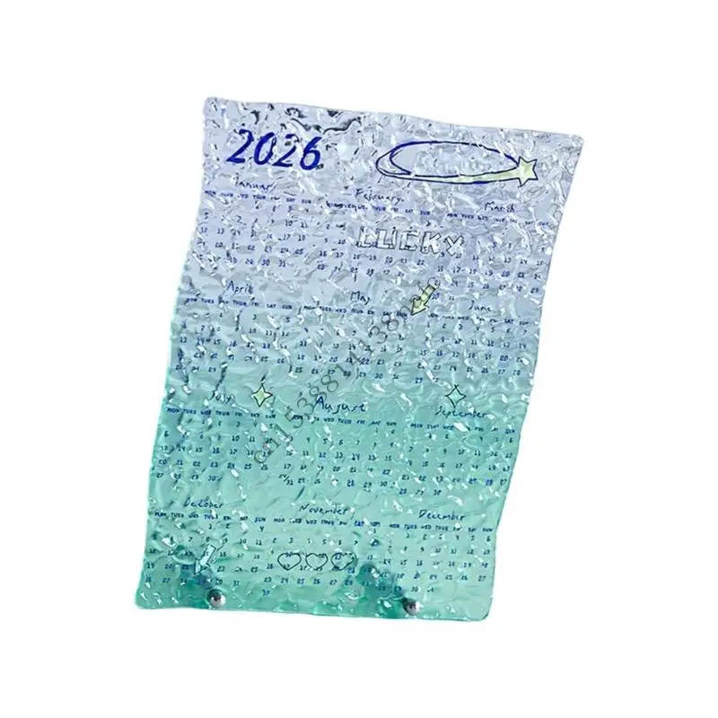 594F 2026 سنة كاملة لعرض تقويم سطح المكتب تقويم أكريليك مقاوم للكسر للمدرسة والمكتب والمنزل وعرض رف الطاولة