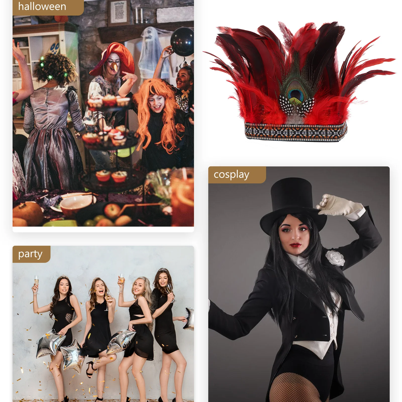 Plumage Headband Fascinator Headpiece Decorative Lightweight Party Hairband for Women Cosplay Carnival Masquerade Hair