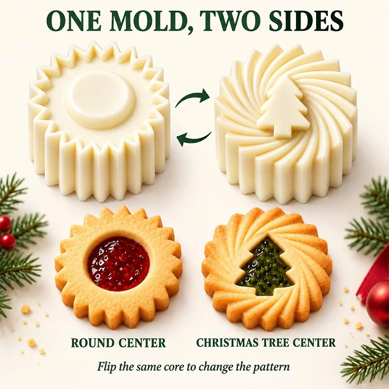 Christmas Tree Cookies Press Mold Double-sided Pastry Mold Set Christmas Cookies Snacks Silicones Mold Kitchen Utensils 2026