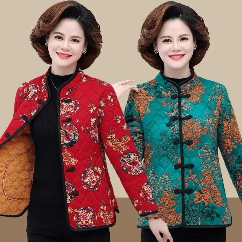 

Женские толстые парки в этническом стиле среднего возраста для пожилых мам, стеганые парки, женская куртка, новый костюм Тан, кардиган, короткая хлопковая куртка