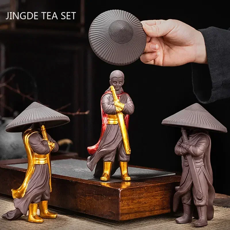 Boutique Purple Clay Tea Pet Tea Strainer Creative Figure Statue Ornaments Handmade Crafts Tea Set Decoration Accessories