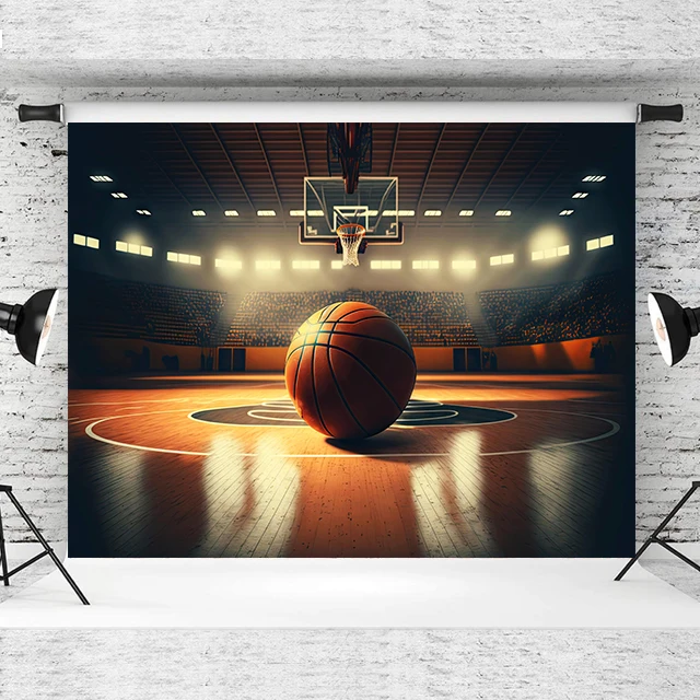 Beenle Photography Backdrop Basketball Field Stadium Spotlight Sportsman Boy Birthday Customized Banner Portrait Background