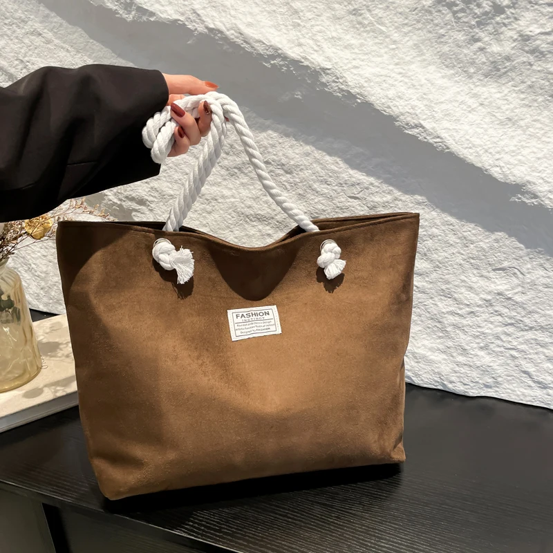 Freizeit Wildleder Totes Tasche Damen Große Kapazität Umhängetasche Mode Vintage Einfarbig Handtaschen Shopper Tasche
