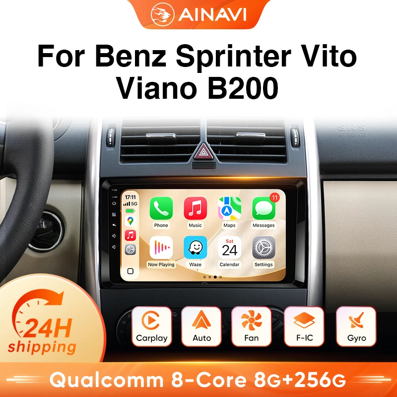 Autoradio Android Ainavi per Mercedes Benz B200 W169 W245 Viano Vito W639 Sprinter W906 con Carplay Wireless, Android Auto, 4G, Lettore Multimediale per Auto, Navigazione GPS, SWC, BT5.0, Schermo HD