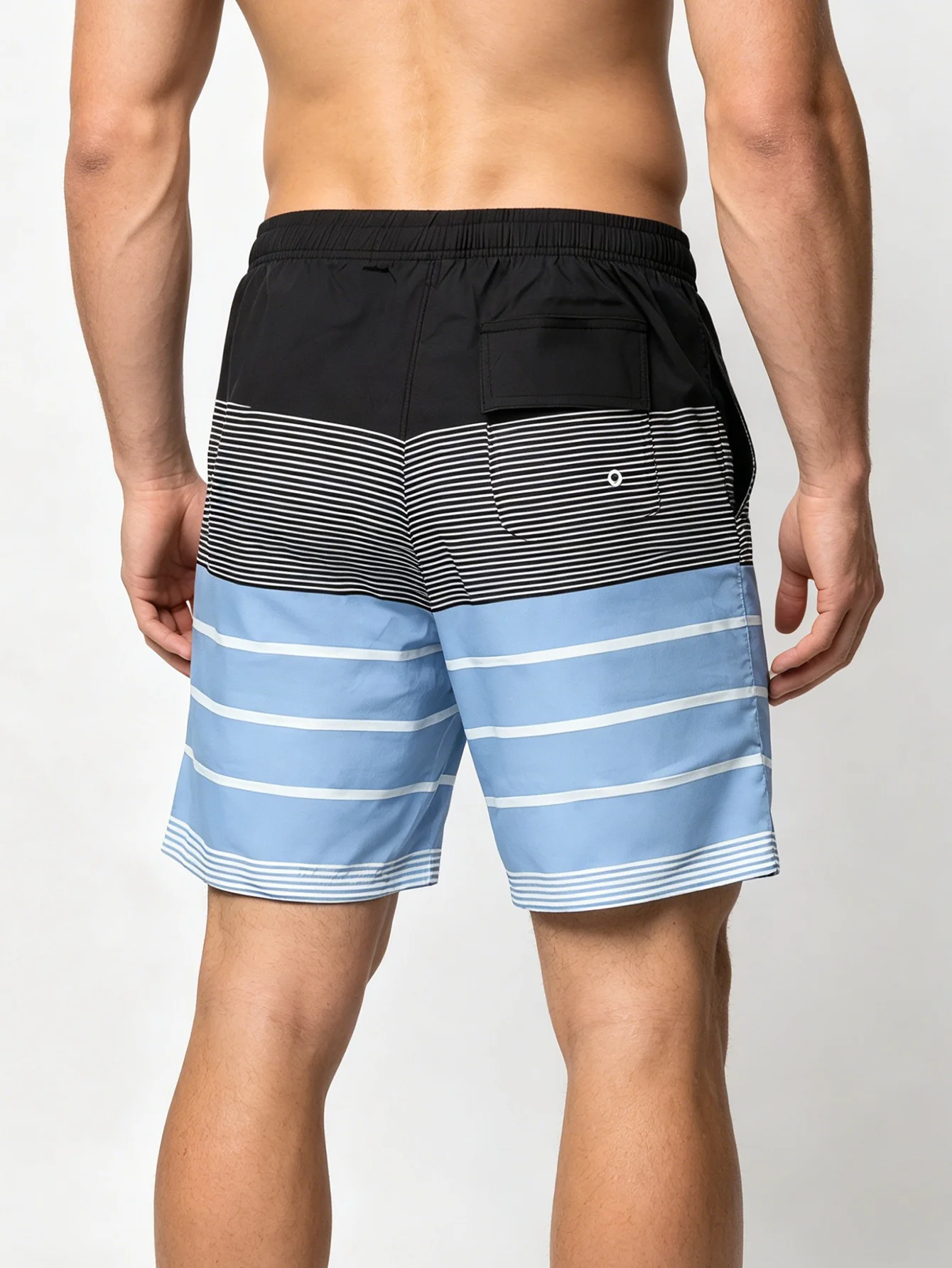 Men's Swim Trunks with Built-in Triangle Lining To Prevent Exposure Side Portable Storage Pocket Striped Casual Shorts