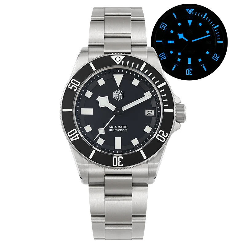 San Martin Grade5 Titanium Watch SN0121TD PT5000/ST2130 Automatic Movement Watch 300M Waterproof Adjustable Clasp Wristwatch image 3