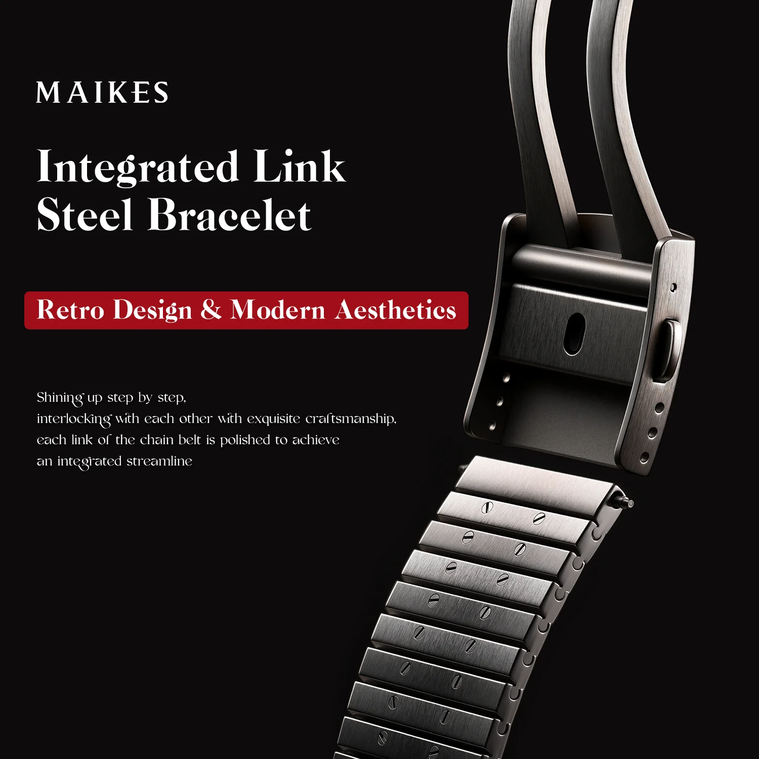 MAIKES Integrated Link Bracelet Watch Band 316L Stainless Steel Strap Accessories Quick Release For IWC OMEGA Blancpain Panerai