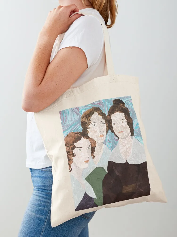

Bronte Sisters in Marbled Bookbinding Paper Tote Bag Shopper bag Canvas stote bag Large bags for women the tote