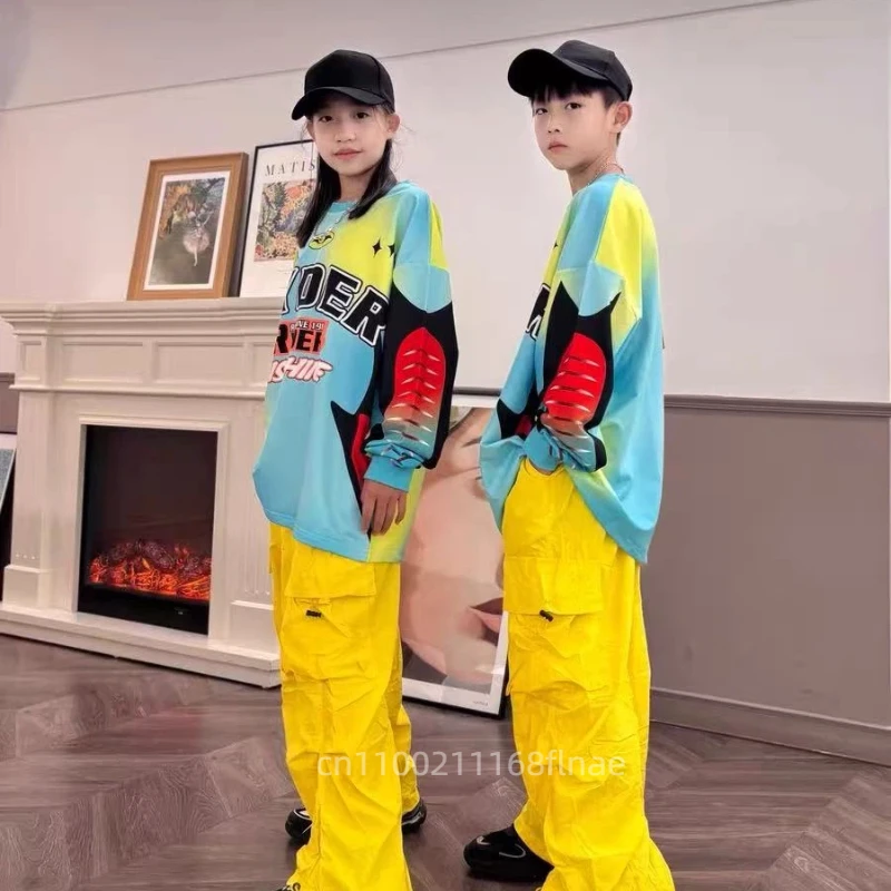 Street Dance-Kostüm für Kinder, amerikanisches Hip-Hop-Oberteil, Dopamin-Hosen-Set, Jazz-Dance-Laufsteg-Performance-Kostüm für Kinder