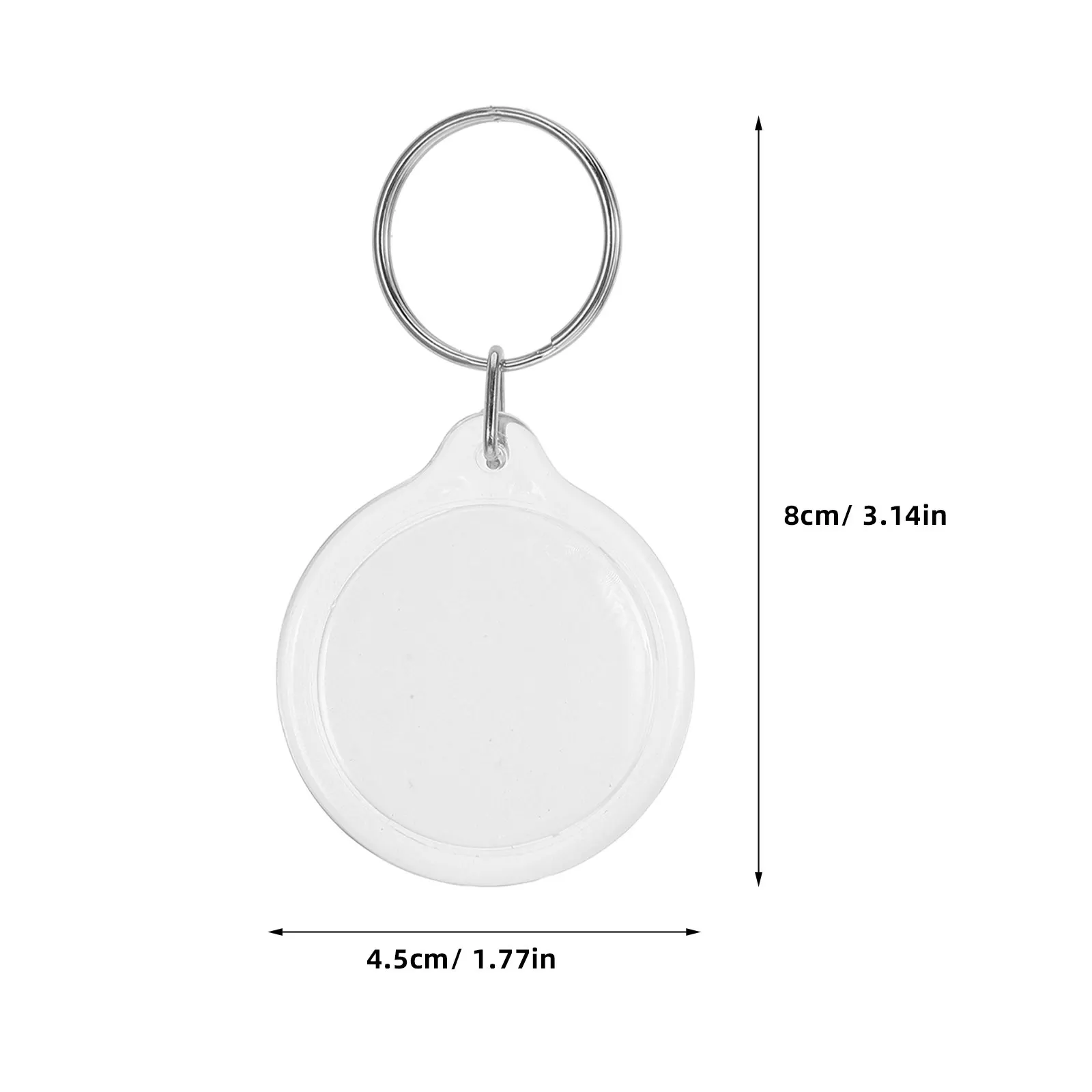100Pcs DIY Blank Circular Photo Frame Keychain Transparent Acrylic Insert Keyring for Custom Artwork Logo Personalized Gift Idea