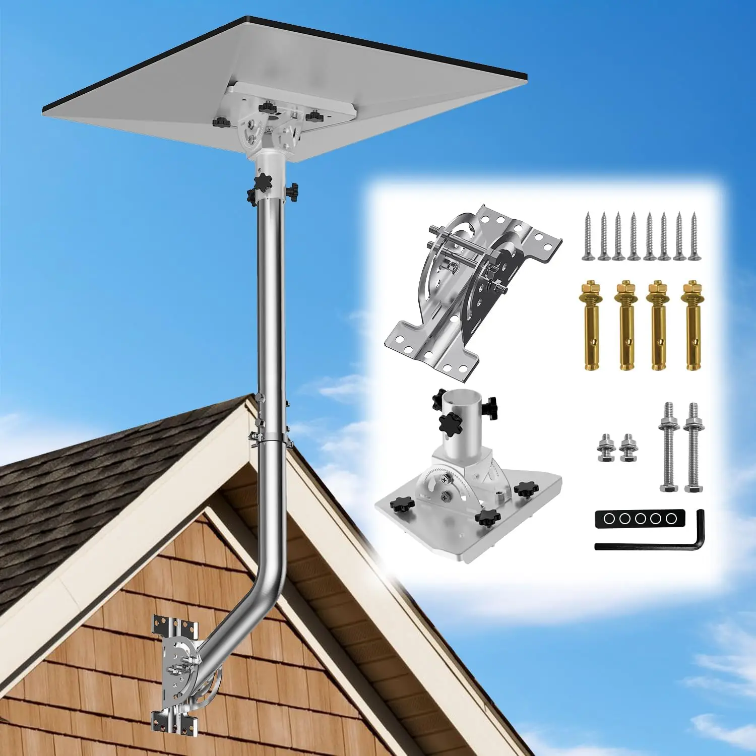 Starlink Long Wall Mount,Starlink Gen 3 Mount with Pipe Adapter Adjustable,24 Inch Wall Mount/Roof Mount for Starlink V3 Dish