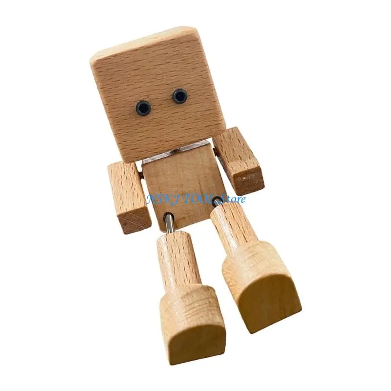 L8RC Shaking Wooden Man Figurines,Little Figure That Sways Shaking Feet Gift