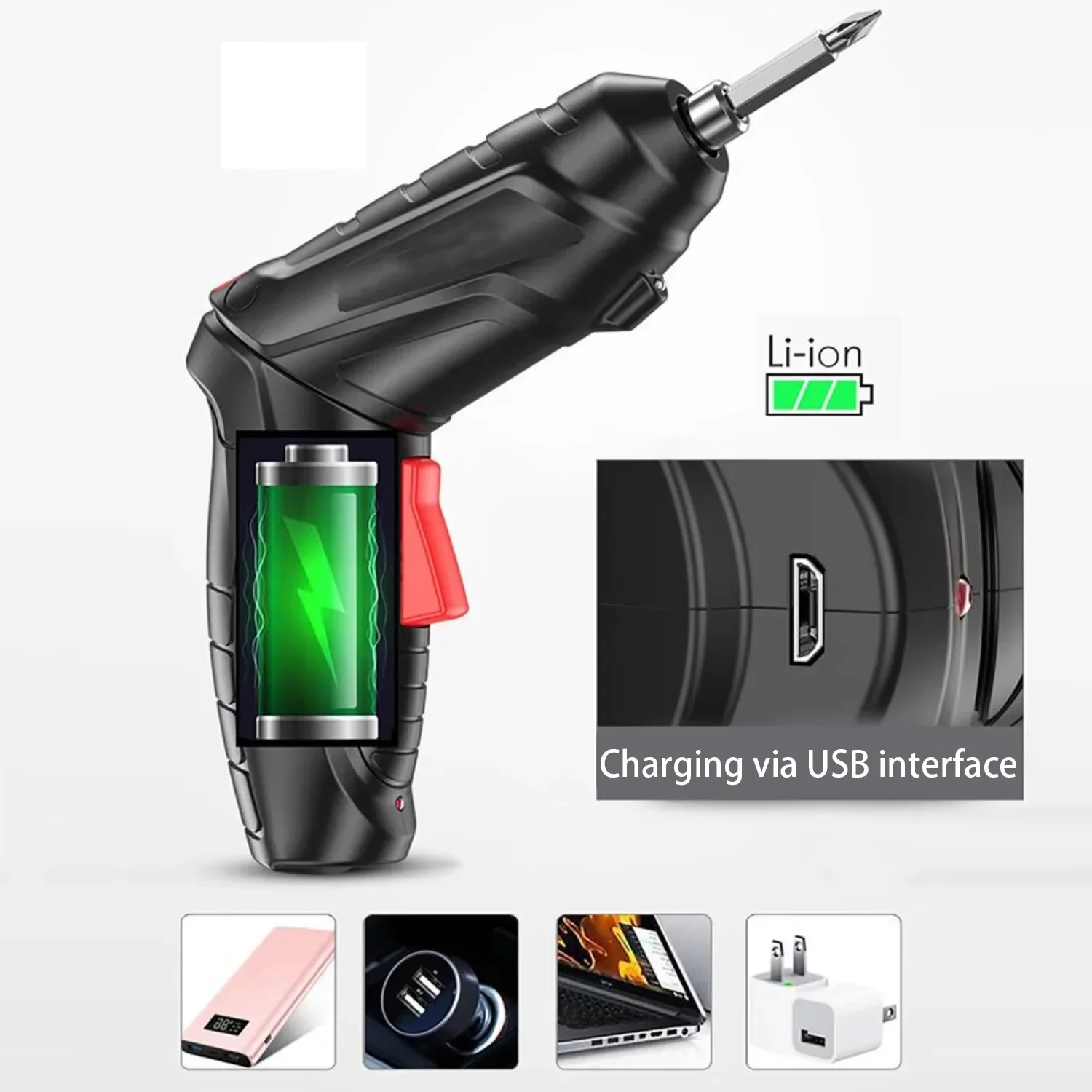 Electric Screwdriver Battery Rechargeable Cordless Screwdriver Powerful Impact Wireless Screwdriver Set Mini Drill Power Tools