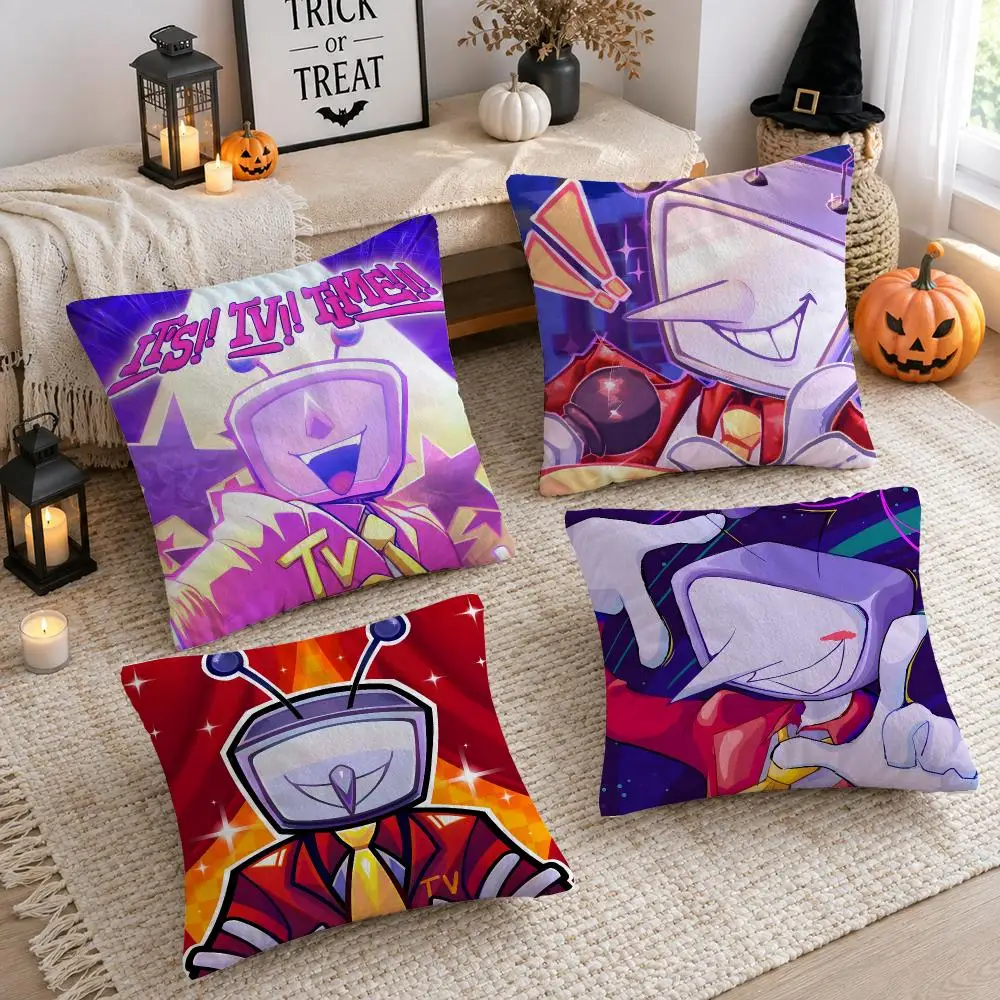 Tenna D-Deltarune Video Game Cushion Cover Plush Decorative Pillow Case With Hidden Zipper Cutecore Room Decor For Home