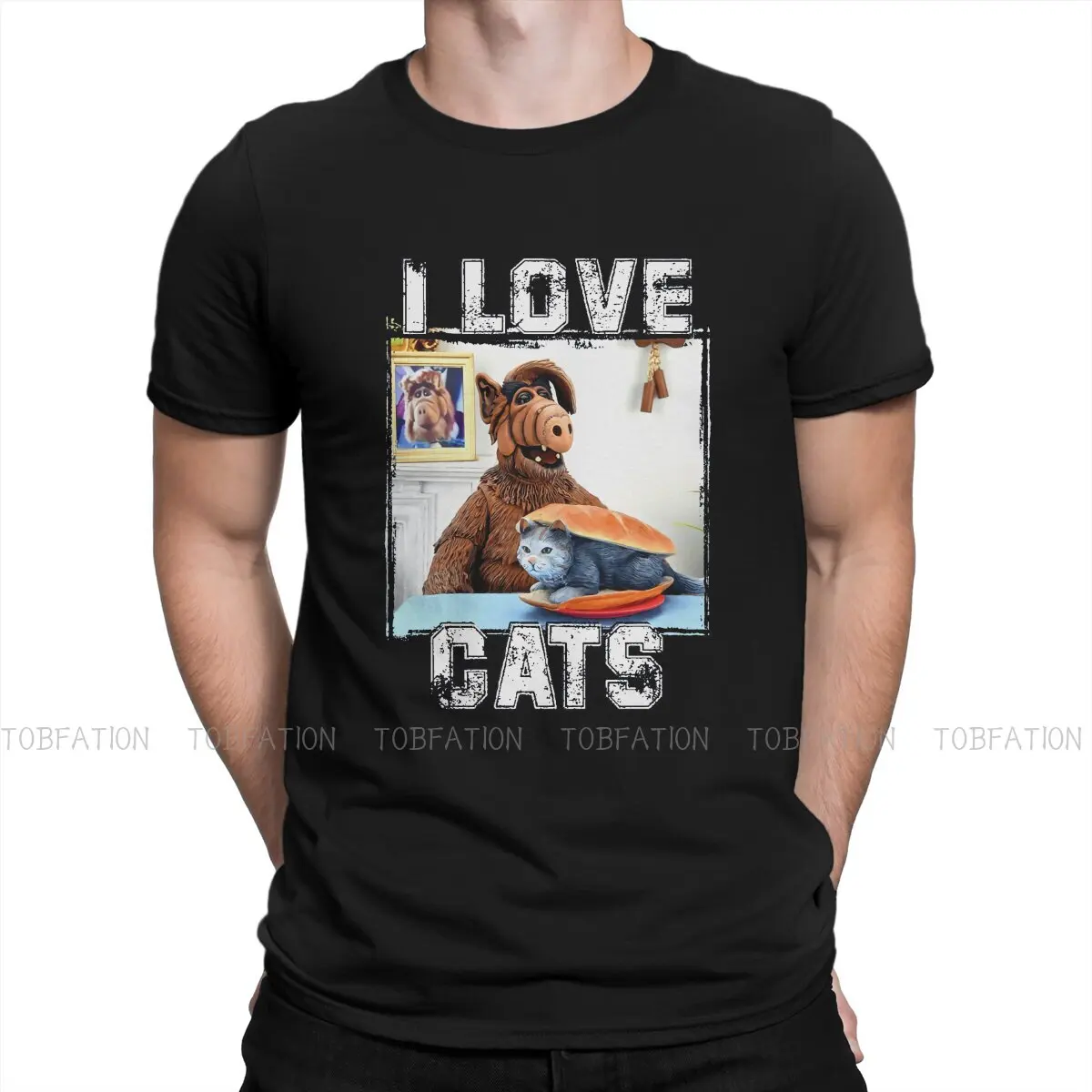 Alf TV Original TShirts I Love Cats Fan Art Classic  Personalize Homme T Shirt New Trend Tops 6XL