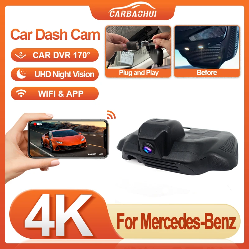 

Автомобильный видеорегистратор ночного видения HD 4K 2160P DVR видеорегистратор для Mercedes Benz CLA GLA A Class W177 V177 C118 H247 2018-2023