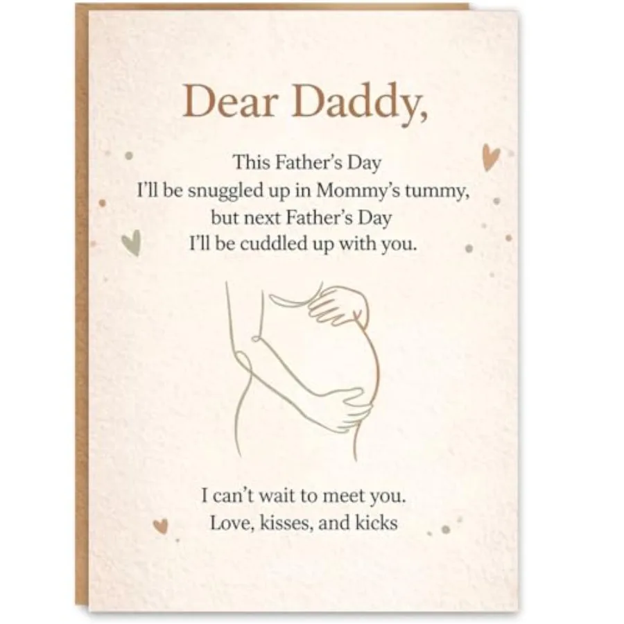 

Fathers Day Card for Dad to Be, Father to Be Fathers Day Card, Fathers Day Gift for Expecting Dad, with Kraft Envelope and Gold