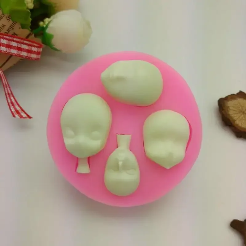 1 Pcs 3D Women Face Soft Clay Mold Tools Universal Silicone Fondant Cake Pottery Handmade 4 Types Size DIY