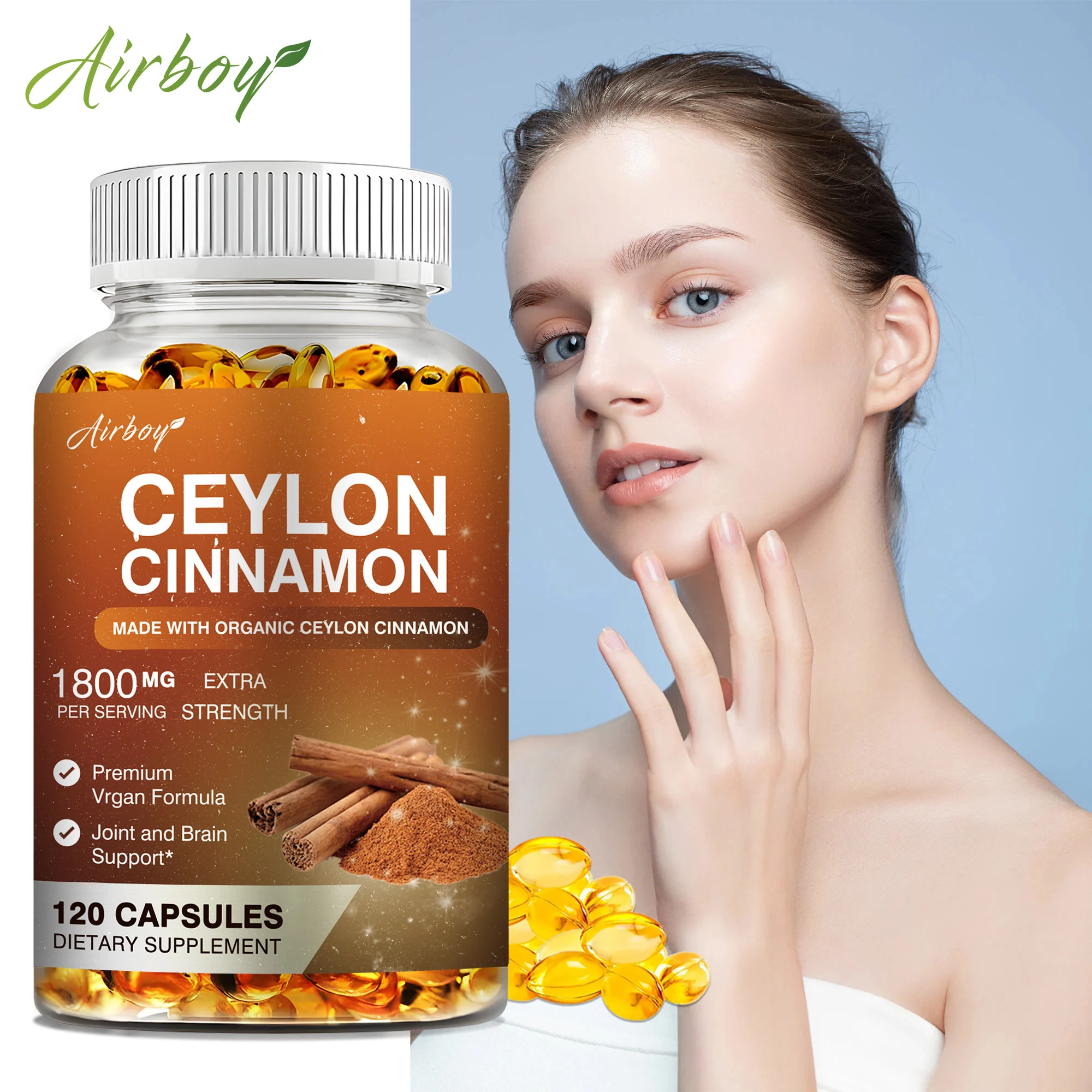 

Ceylon Cinnamon - Metabolism Support, Immune Health, Joint Health and Cardiovascular Support - 120 Capsules