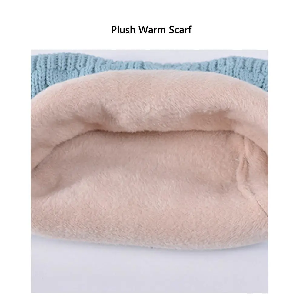 Fleece Lined Children's Hat Neck Scarf Gloves Set Warm Winter Earflap Beanies Ear Protection Thick Knit Ski Hat