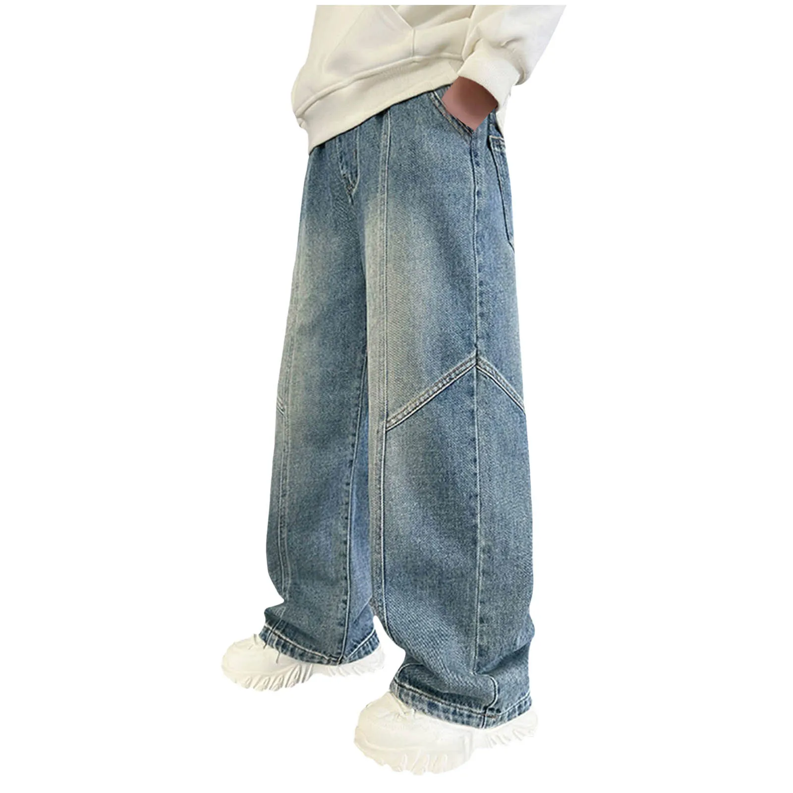 

Athletic Wear for Teens Boys Teenagers Denim Pants Fashion Sports Kids Clothing Boys Casual Wide Leg Long Pants Toddler Boys