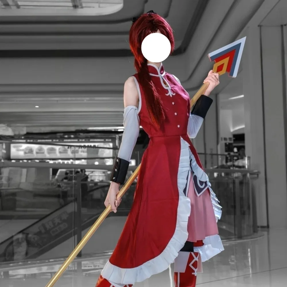 Puella Magi Madoka Magica Kyoko Sakura Cosplay Red Battle Dress with Wig Socks Adult Women Halloween Comic Con Carnival Outfit