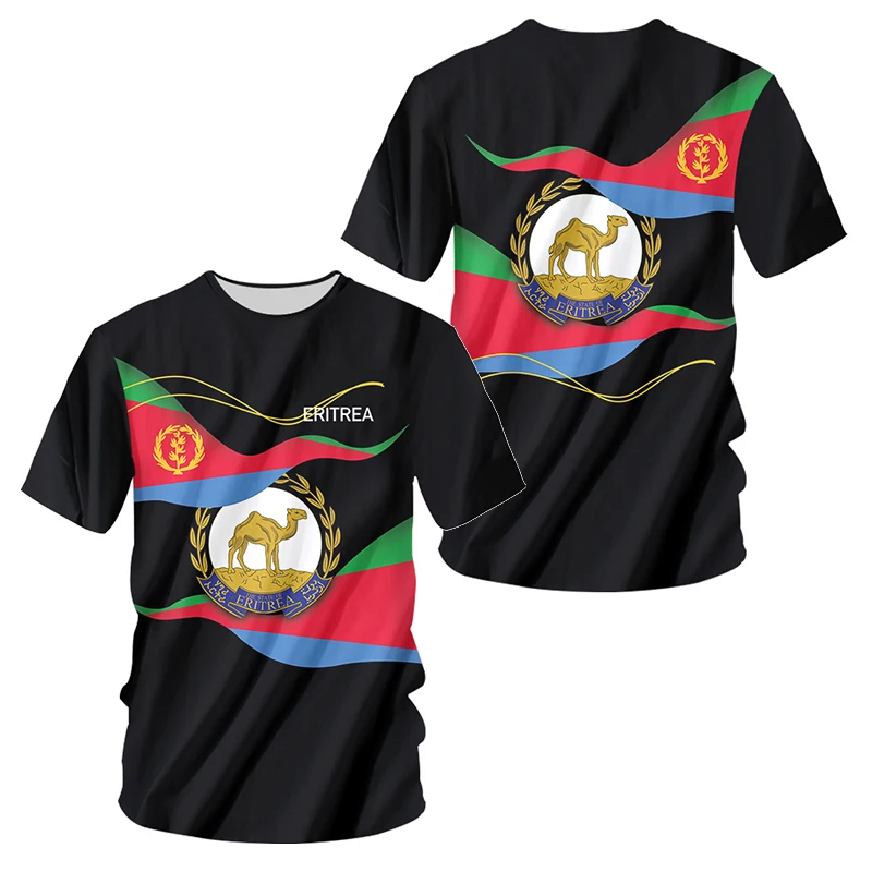 Eritrean Flag 3d Printed Summer Men\'S Vintage T-Shirt Casual Fun Personality Trend Sports Quick Drying O Neck Loose Short Sleeve