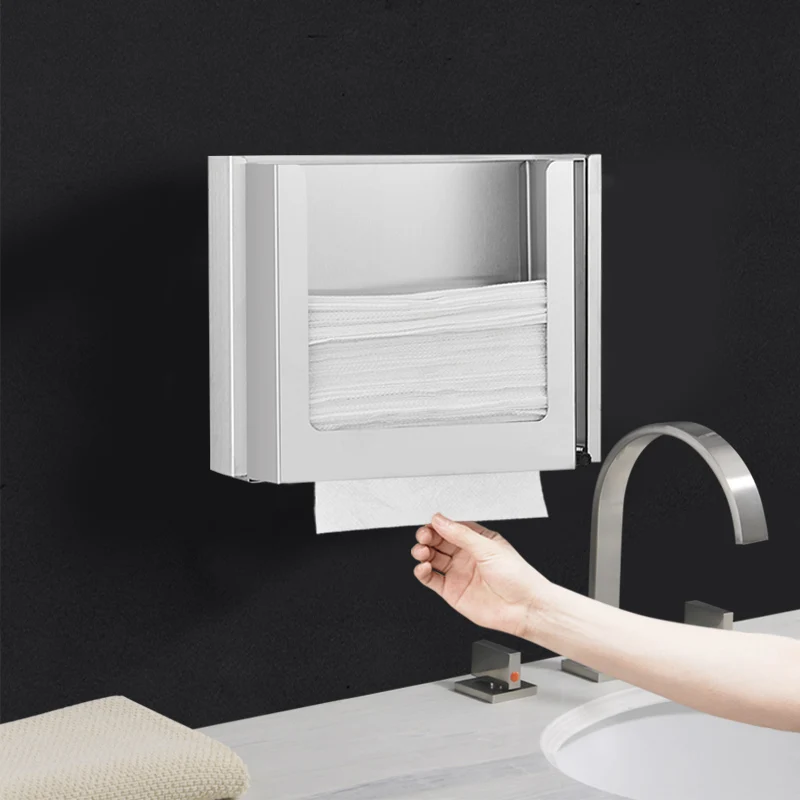 304 Mirror Rear Hand Towel Rack Mirror Stainless Steel Hidden Concealed Built-in Tissue Box Tissue Box