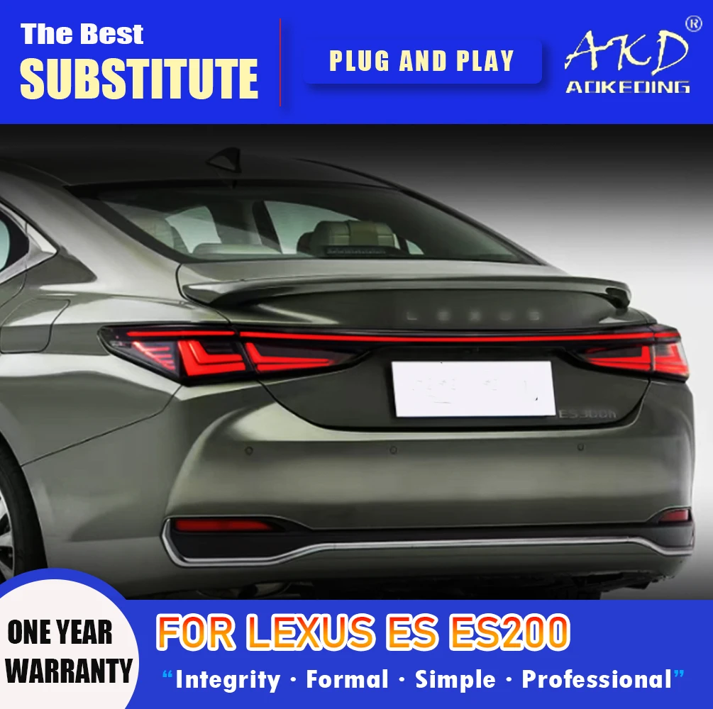 

Задний фонарь AKD для Lexus ES ES200, светодиодный задний фонарь 2018-2024 ES350 ES200, задний противотуманный тормозной сигнал поворота, автомобильные аксессуары