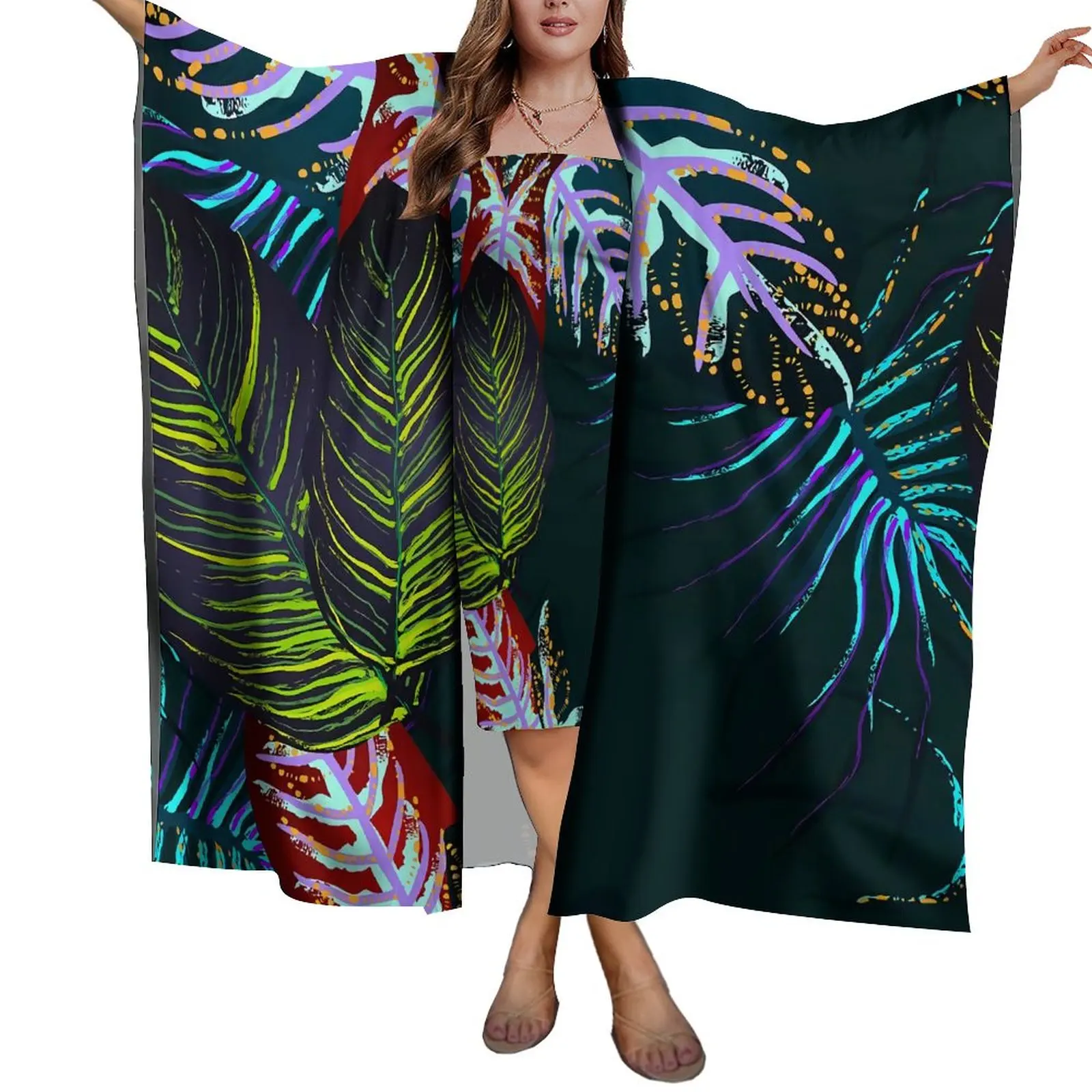 

Customize Pattern Polynesian Samoan Tribal Womens Green Beach Sarong Scarf Lady Lightweight Sarong Dress Set