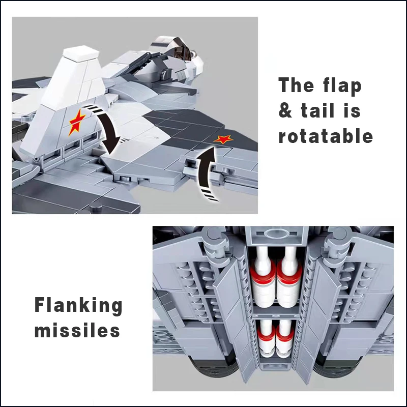 Sluban Military WW2 Classic Model Air Force Weapon Sukhoi Su-57 Su-27 Flanker Fighter Building Blocks Kit Bricks Toys Boys Gift