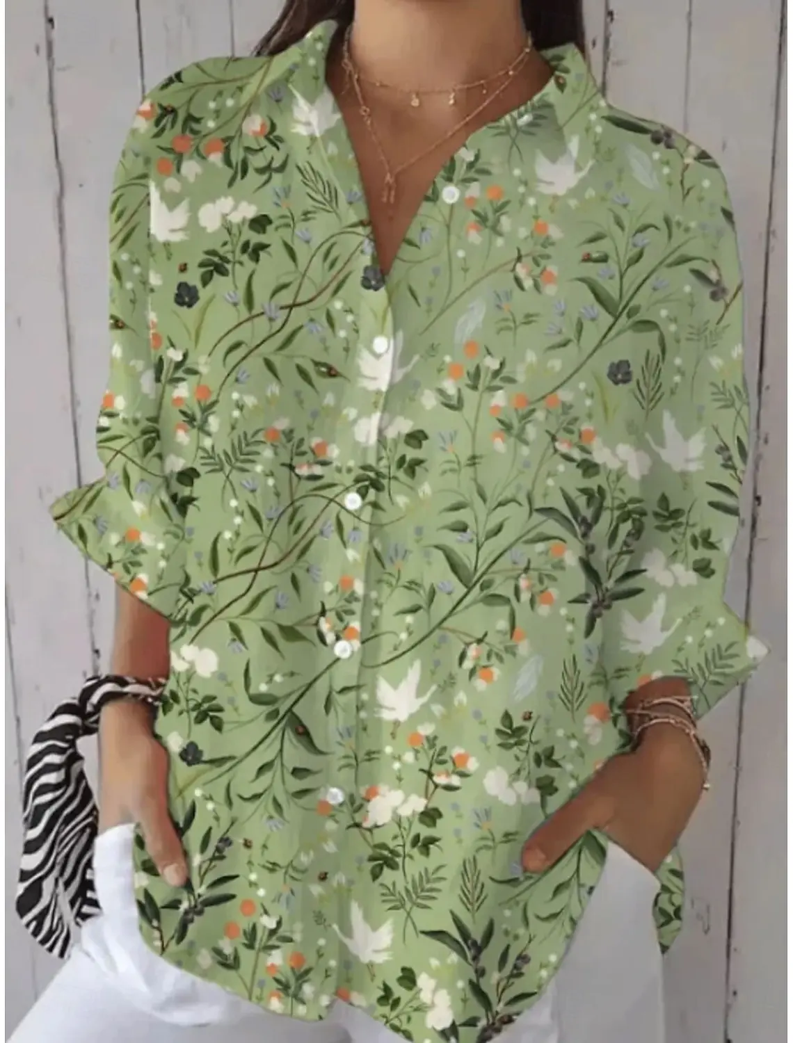 

2025 женские рубашки с цветочной графикой, блузка с лацканами, блузка с воротником, женские рубашки с длинными рукавами, женская одежда, женская одежда