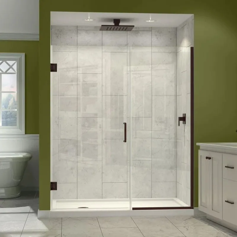 Frameless Hinged Shower Door Inline attached to the wall Bathroom Fixture