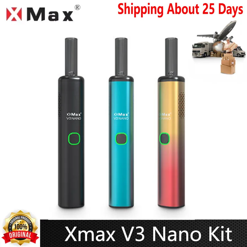 Original Xmax V3 Nano Kit ปากกา Vape Wax & สมุนไพรแห้ง Vaporizer 1000mAh แบตเตอรี่ USB-C Charger แก้วปากเป่าอิเล็กทรอนิกส์บุหรี่