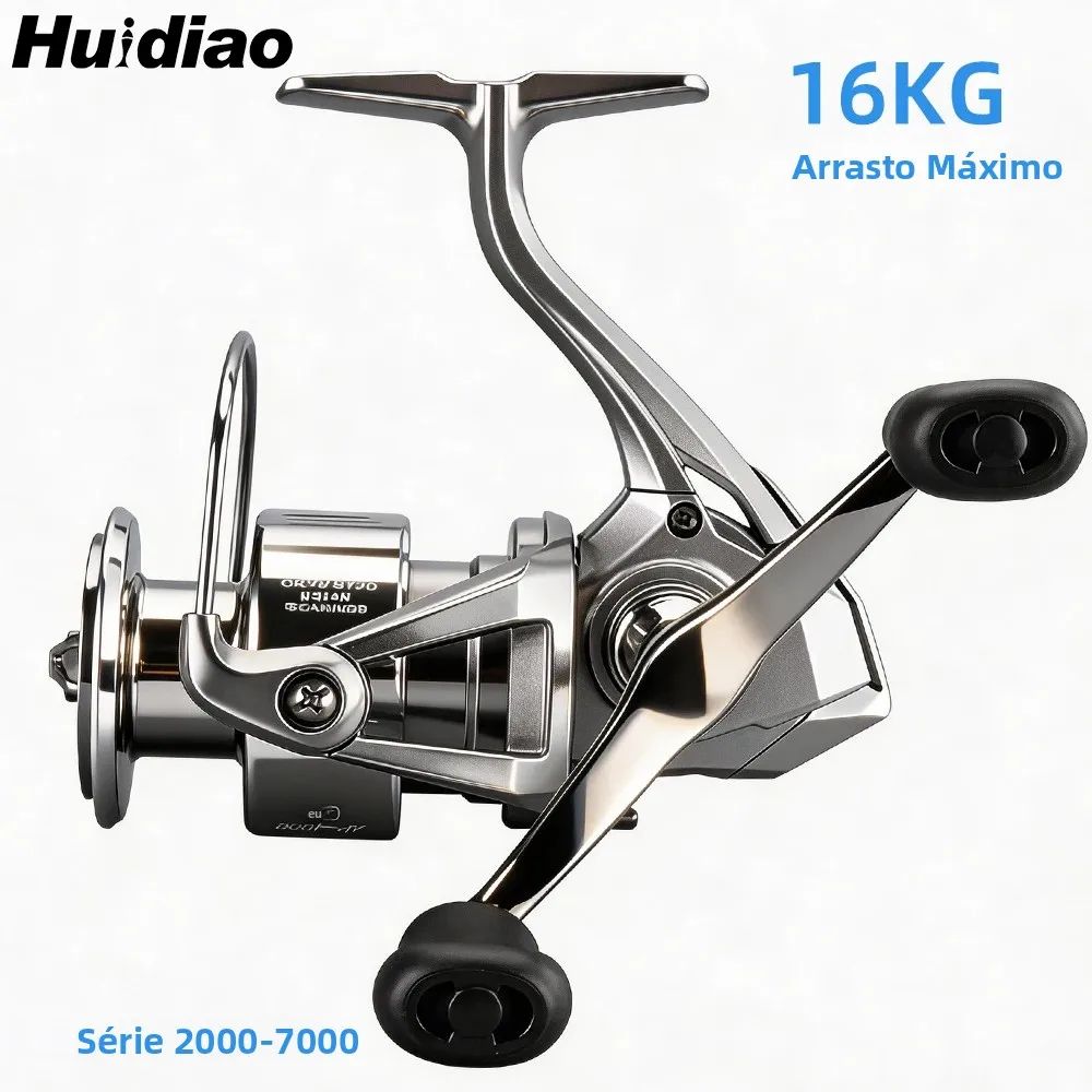 Carretilha de Pesca Huidiao Stella 2000-7000 4+1BB 16KG de Arrasto Máximo Zero Play com Manivela Dupla para Água Doce e Salgada