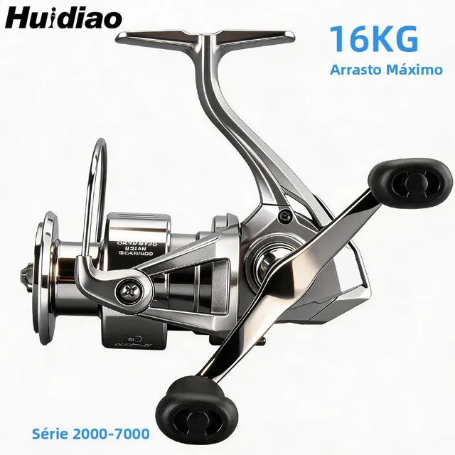 Carretilha de Pesca Huidiao Stella 2000-7000 4+1BB 16KG de Arrasto Máximo Zero Play com Manivela Dupla para Água Doce e Salgada