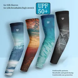 Cycling UPF 50+ UV  Arm Sleeves Ice Men Anti-sunburn Sleeve Breathable Cool Muff Outdoor Sports Arm Cover for Fishing Running