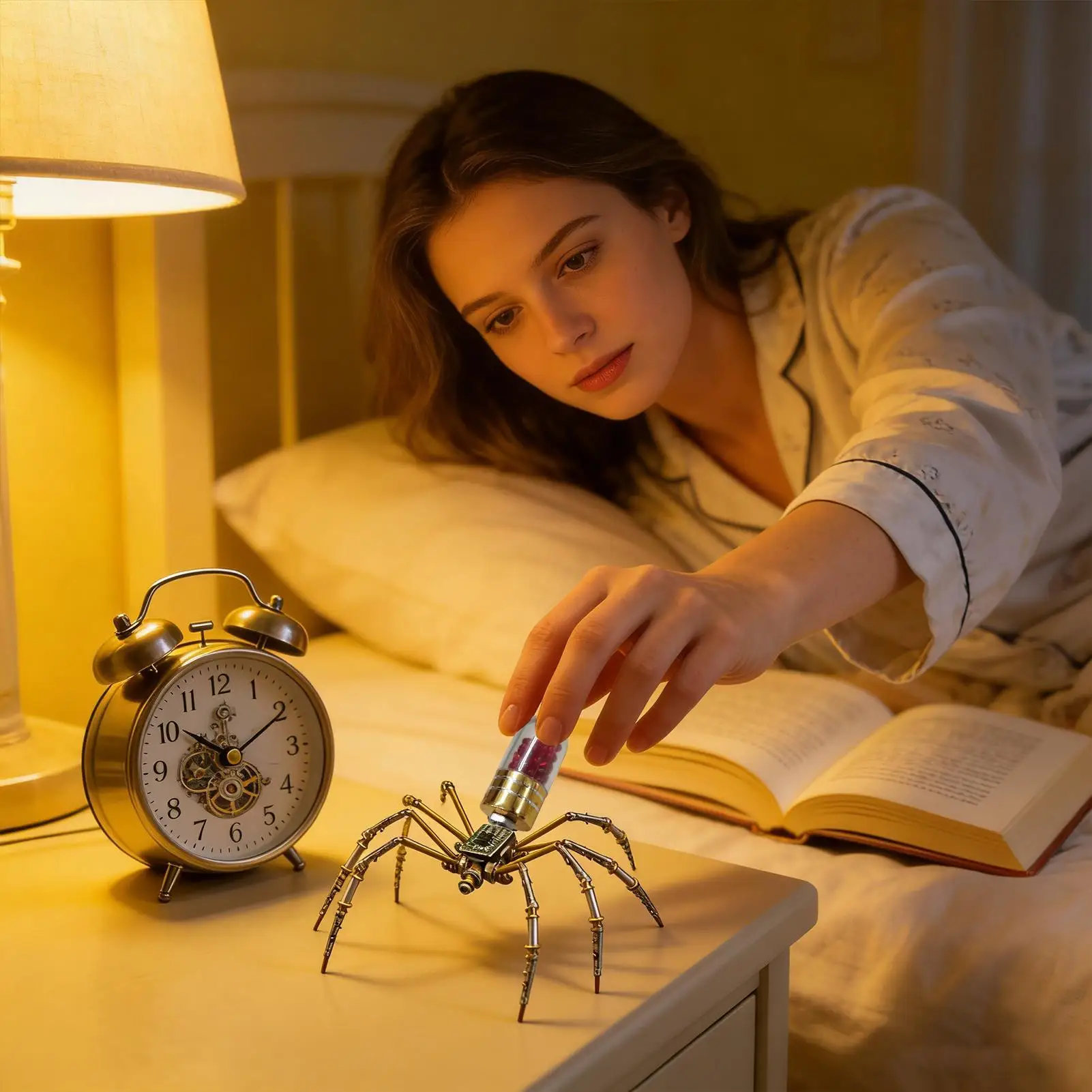 Model pająka steampunkowego, mechaniczny, metalowy, 3D, ręcznie robiony, zabawny model pająka do gier planszowych, zestaw modelarski do gier planszowych, do szkoły.