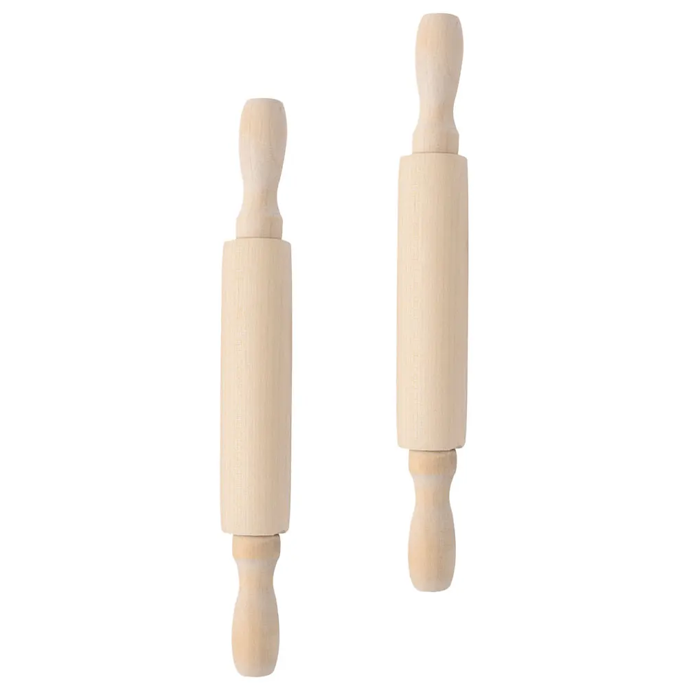 

2pcs Mini Rolling Pin Kids Nonstick Dough Roller Small Wooden Baking Tool For Pastry Cookies Pizza Clay Household Kitchen Use