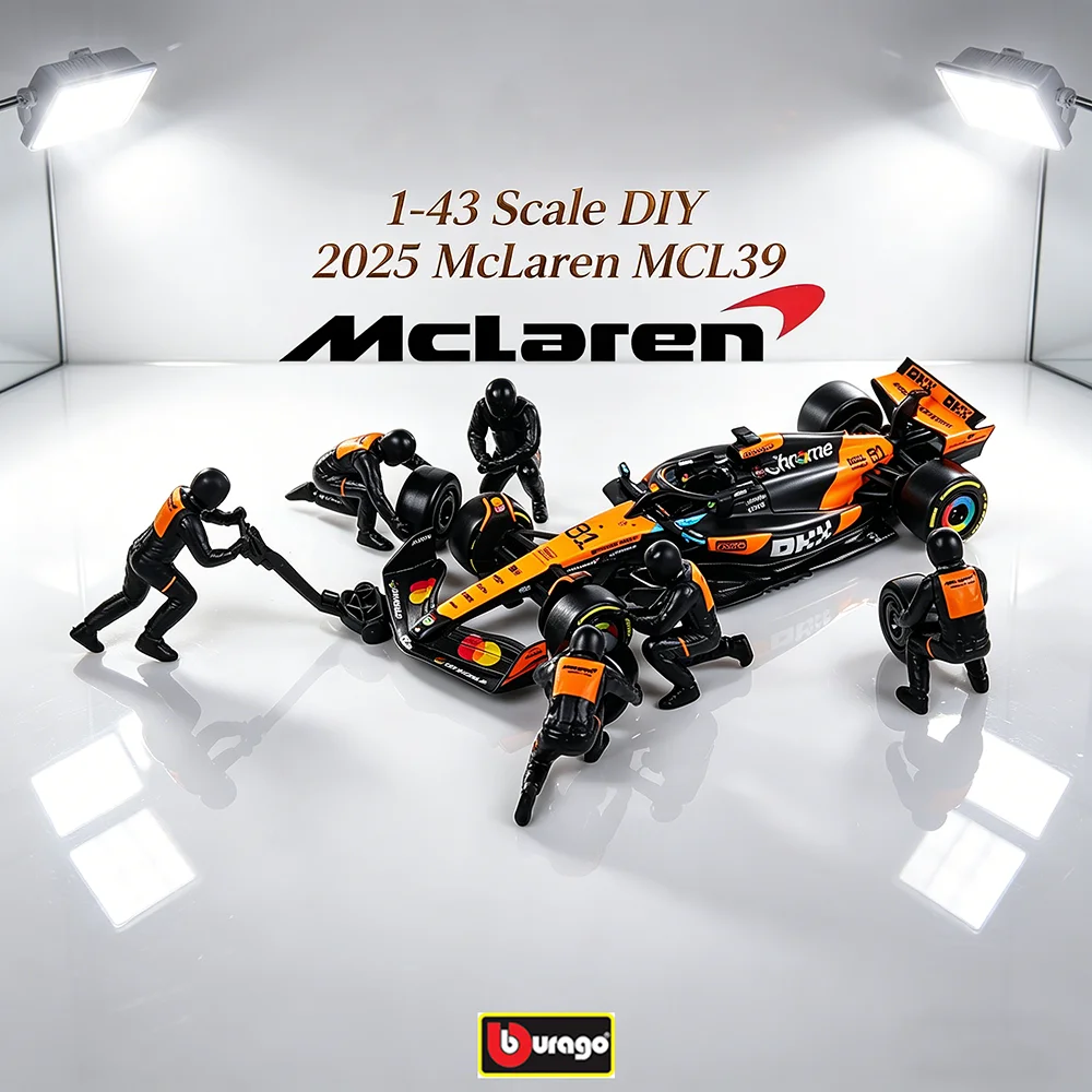 ブラーゴ-1-43-f1合金製スタティックカーモデル-2025-マクラーレン-mcl39-4-ランド・ノリス-81-オスカー・ピアストリ-組み立て式diyフリープレイスメントおもちゃ