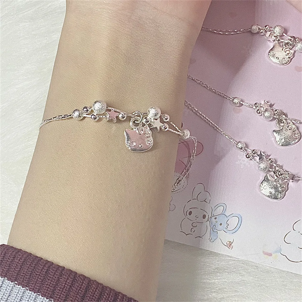 Kawaii Sanrio Kuromi Hello Kitty Mymelody Cinnamoroll Bracelet Cartoon Men and Women Gift Charms Girls Jewelry Accessories