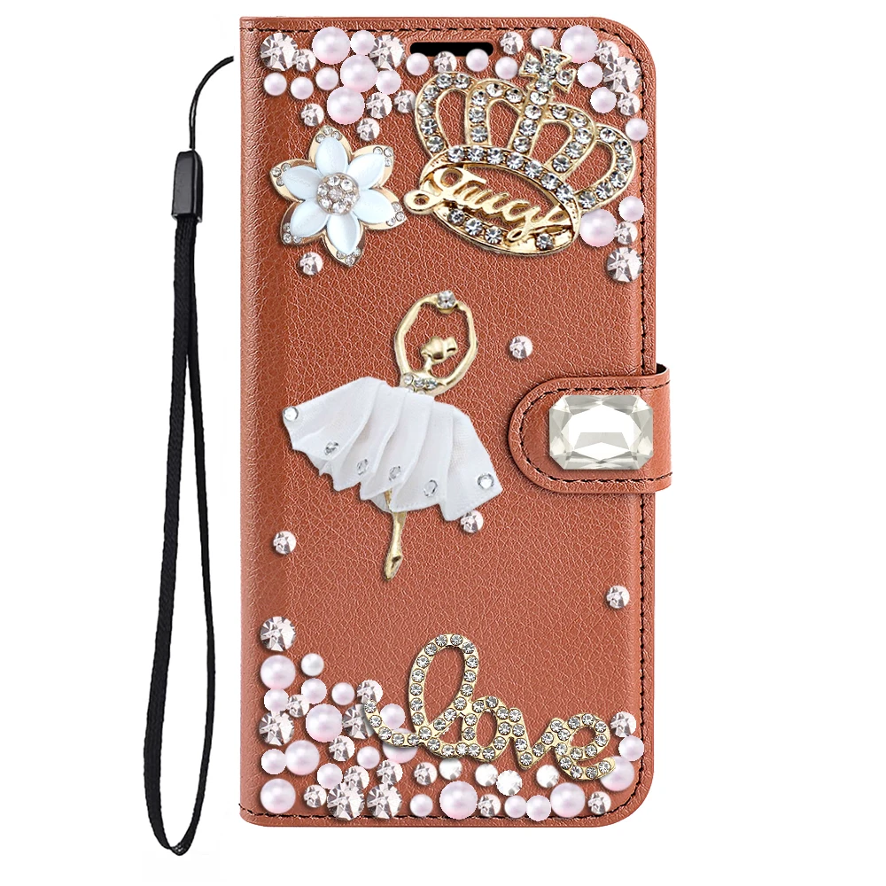 

Ballet Gilrs Leather Case for iPhone 15 14 16 Pro Max Plus 13 12 mini 7 8 Plus Magnetic Flip Phone Cover with Card Stand Holder