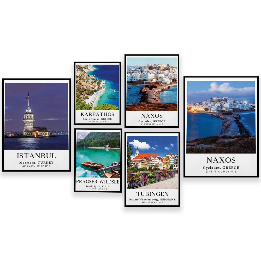 Istanbul, Brussels, Slovakia, Lille France, Edinburgh, Hungary, Monaco, Karpathos, Italy, Naxos, Tubingen Germany travel poster