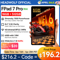 Headwolf FPad7Pro tablet 8 inch 2.5K Display 16GB 512GB MTK 7050 CPU, PD18W, 8MP/16MP Camera, SIM 4G LTE WiFi 6 tablet android