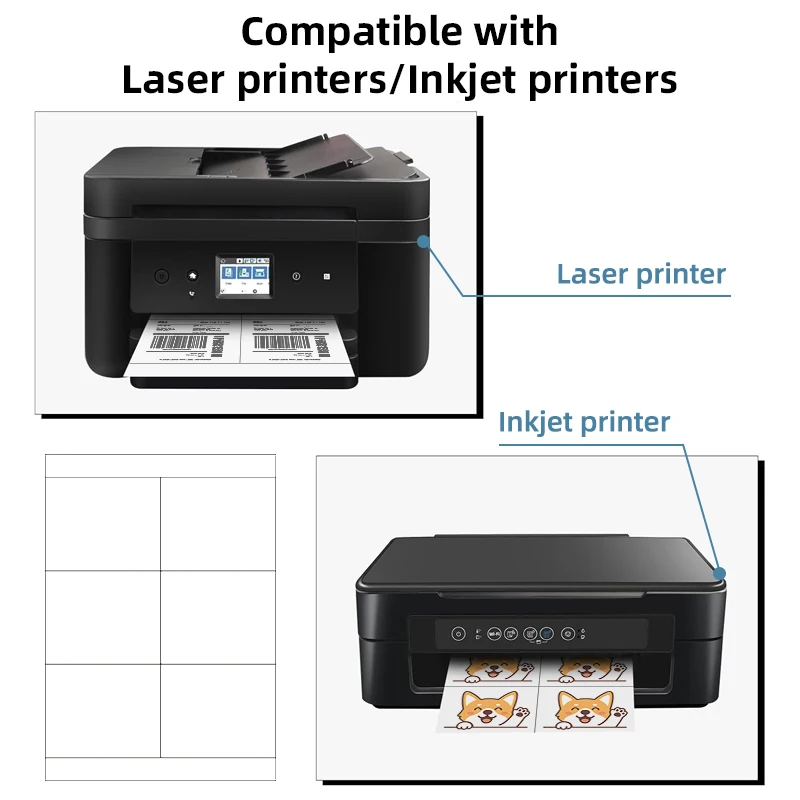 50 Sheets of A4 Matte Self-Adhesive Label Stickers, Each Sheet Contains Multiple Label Stickers, Available in Various Sizes, Compatible with Inkjet and Laser Printers, for Office, Home, and Mailing Purposes, with a Wide Range of Uses