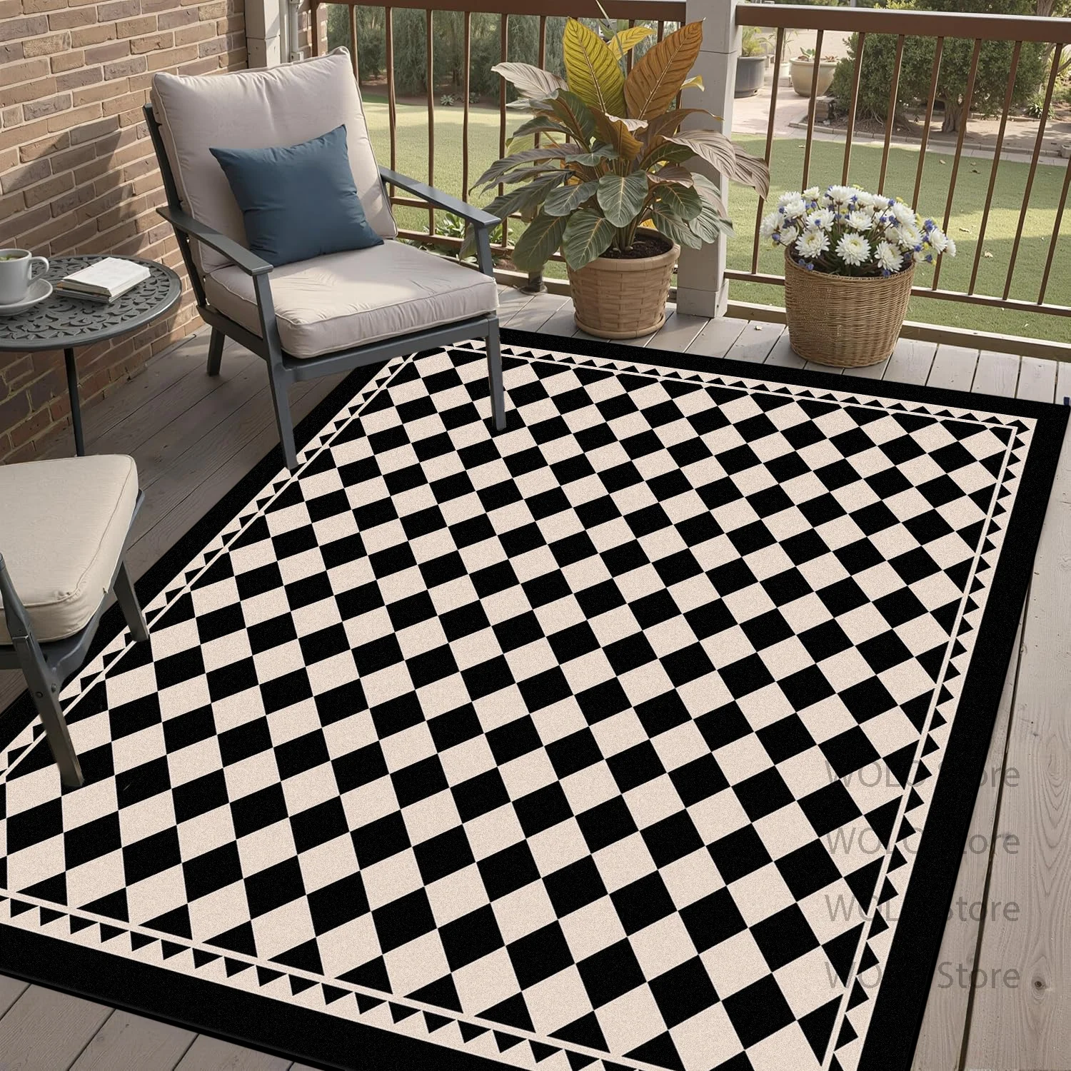 Outdoors Countryside Luxury Minimalism Plaid Rugs Easy Clean Fluffy Big Size Carpet Chinese Style Absorbent Floor Washable Mats